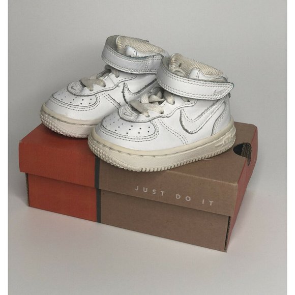 Vintage 2003 Nike Air Force 1 Mid (TD) White Toddler Size 3c Sneaker Shoes - Picture 5 of 10